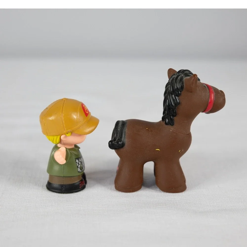 Fisher-Price Little People Toy Figures  Brown Good Farmer and Horse 2p Set